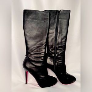 Christian Louboutin Black Leather Round Toe Boots Used Size 9.5 (39.5)